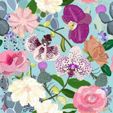 Canvas Orchid, succulent and roses colorful pattern
