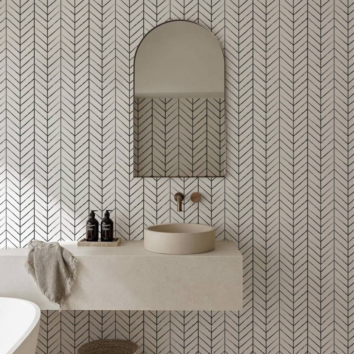 Papel Mural Lineas Chevron Negro