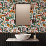 Papel Mural Cat and Floral Pattern III