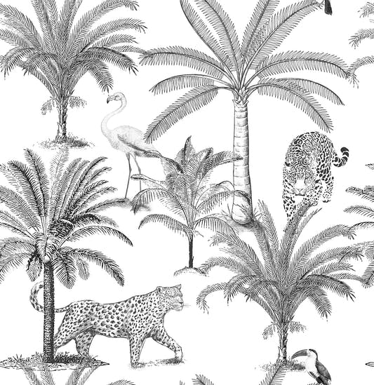 Papel Mural Black & White Jungle