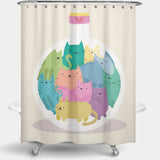 Cortina de Baño Botella de gatitos