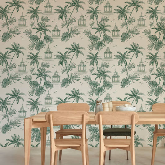 Papel Mural Tropical Vintage Green