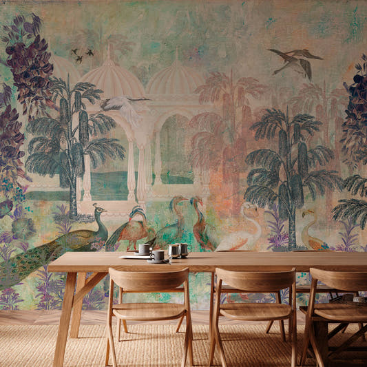 Papel Mural jardín de aves