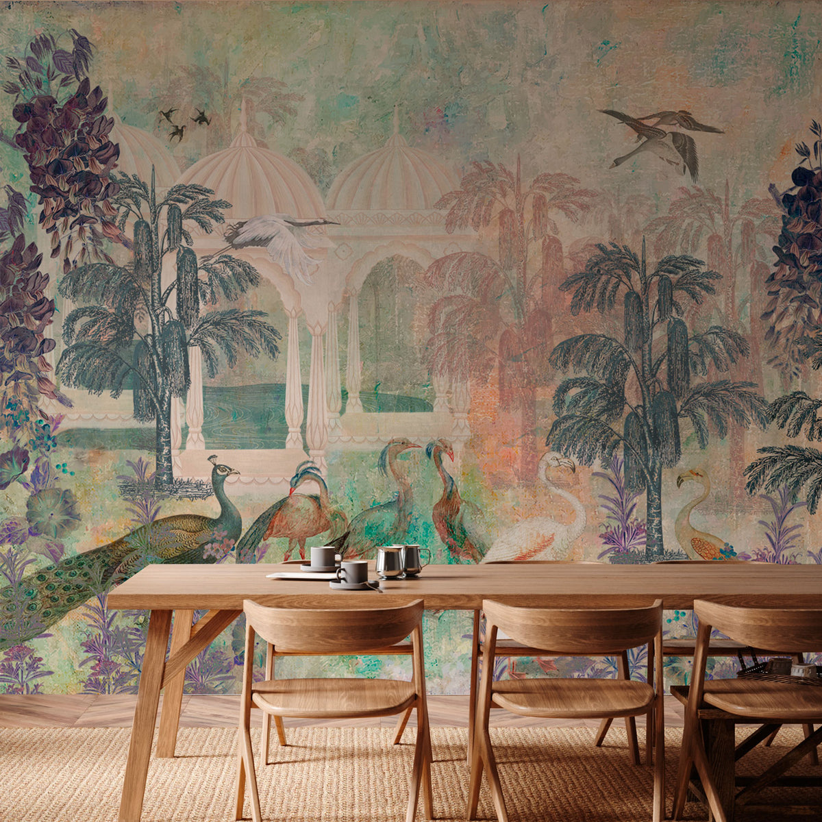 Papel Mural jardín de aves