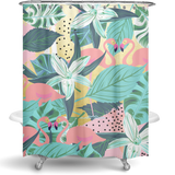 Cortina de Baño Flamingo Tropical