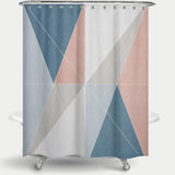 Cortina de Baño Geométrico Elegante - Azul y Rosa
