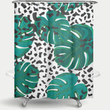Cortina de Baño Shining Leopard Detailed with monstera