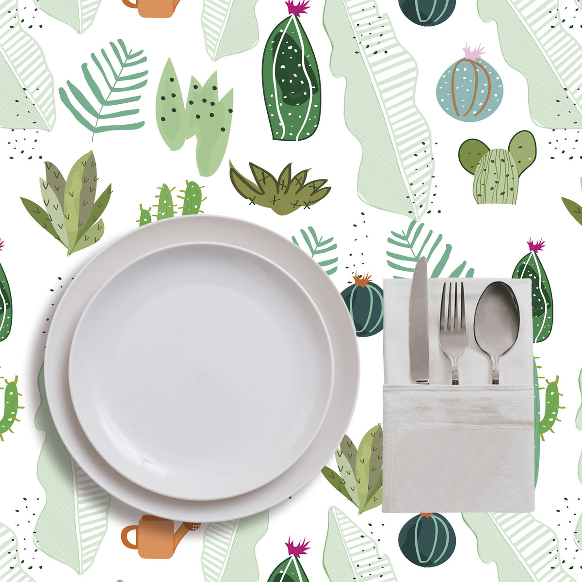 Mantel de Hule Cactus and Flowers Tropical Pattern
