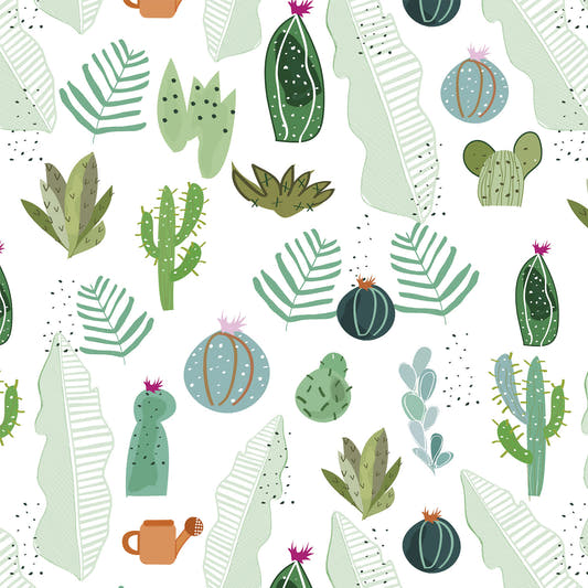 Mantel de Hule Cactus and Flowers Tropical Pattern