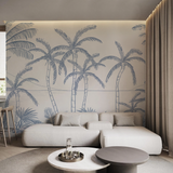 Papel Mural Palmeras Azul