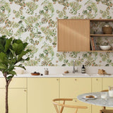 Papel Mural Tropical leaves Gold green