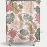 Cortina de Baño Nature color hand drawn tropical leaves Rosa