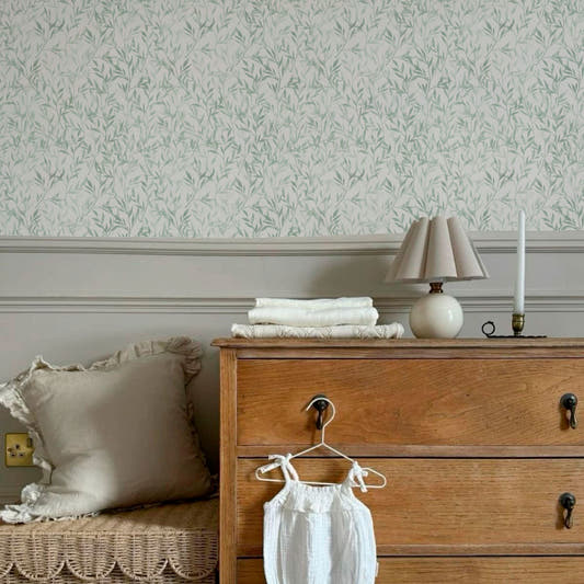 Papel Mural Watercolor Green leaves