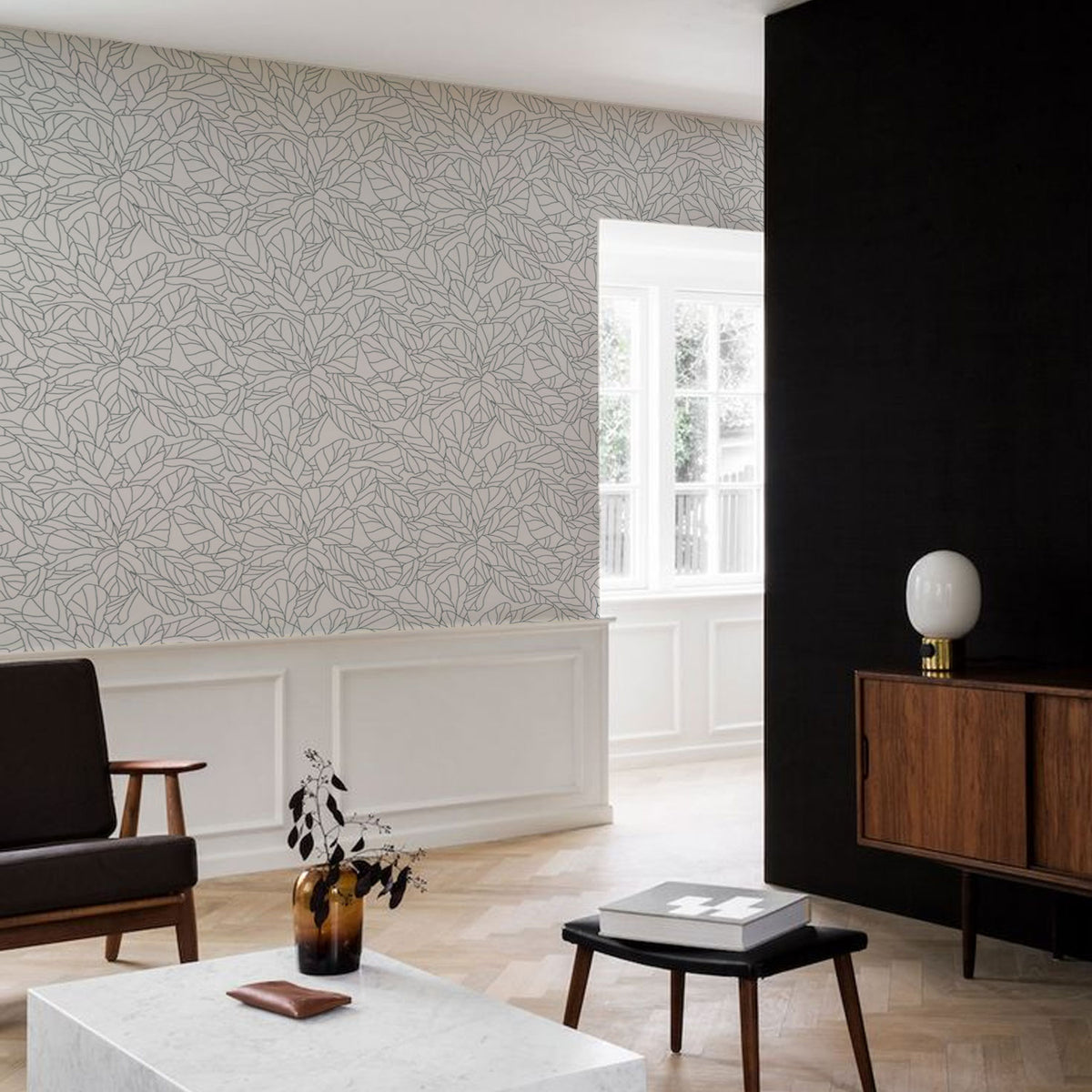 Papel Mural Lyrata Gris Oscuro