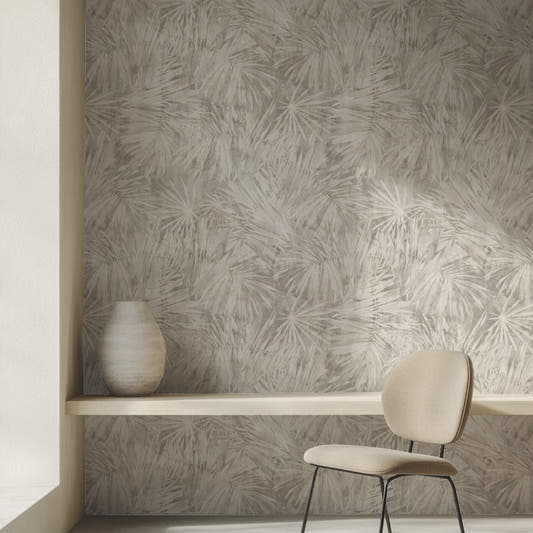 Papel Mural Palmas Pintadas Beige