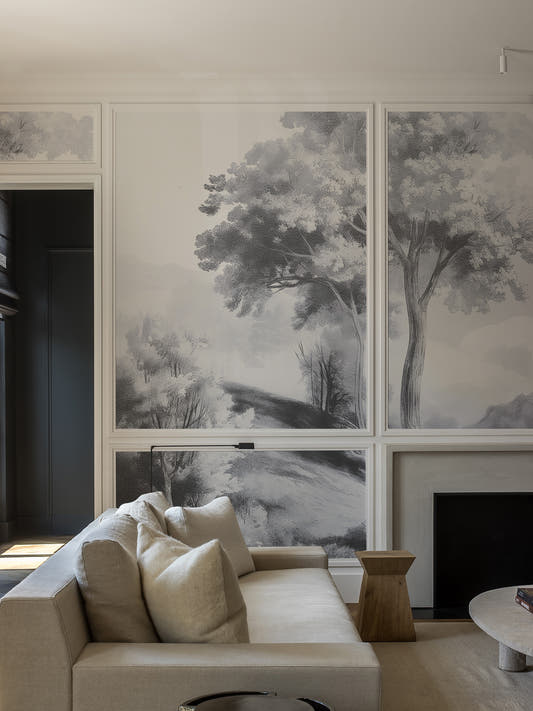 Papel Mural Misty Forest Black and White