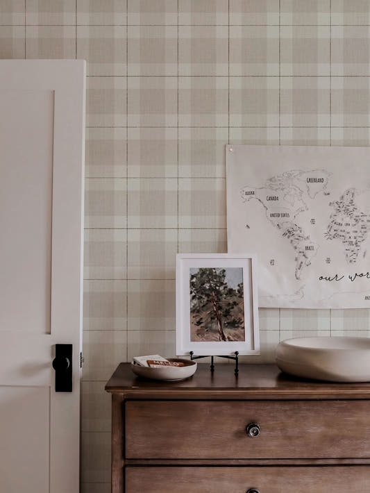 Papel Mural Plaid Beige