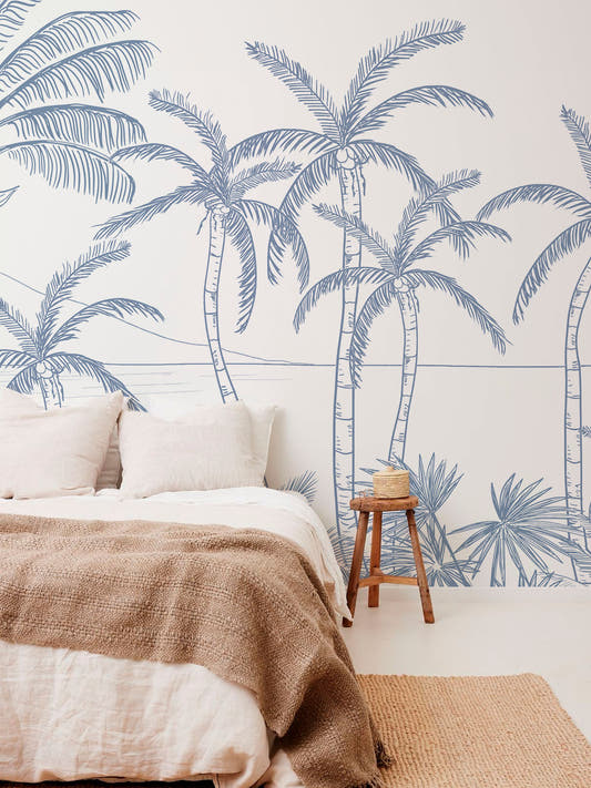 Papel Mural Palmeras Azul