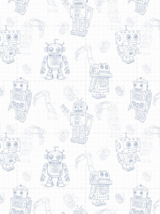 Papel Mural Robots Blue