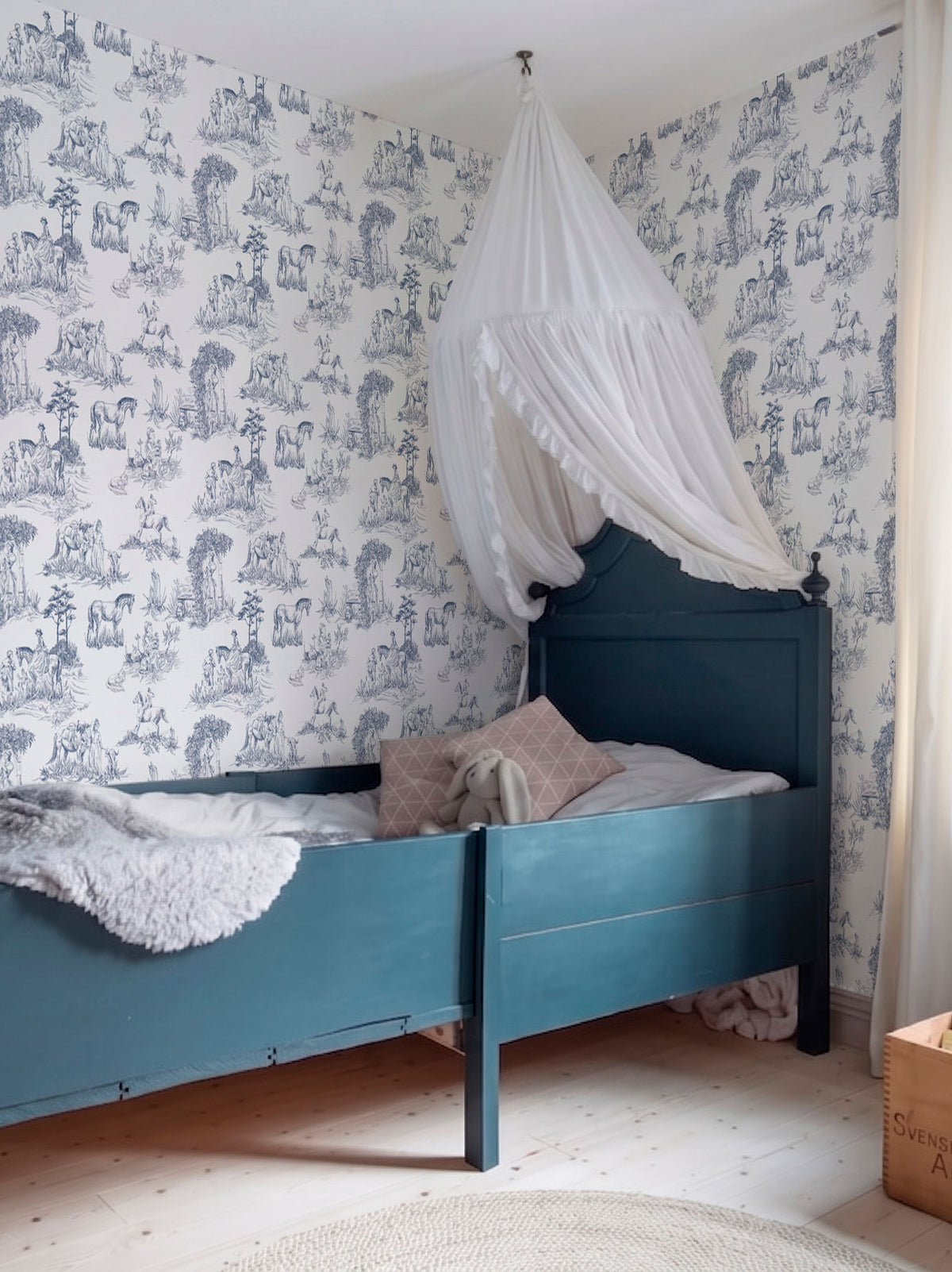 Papel Mural Toile de Jouy Azul
