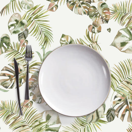 Mantel de Hule Tropical leaves gold green
