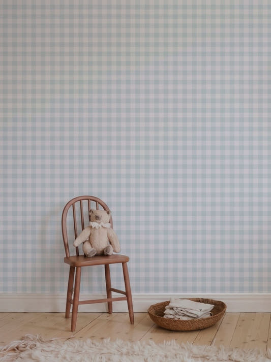 Papel Mural Vichy Baby Blue