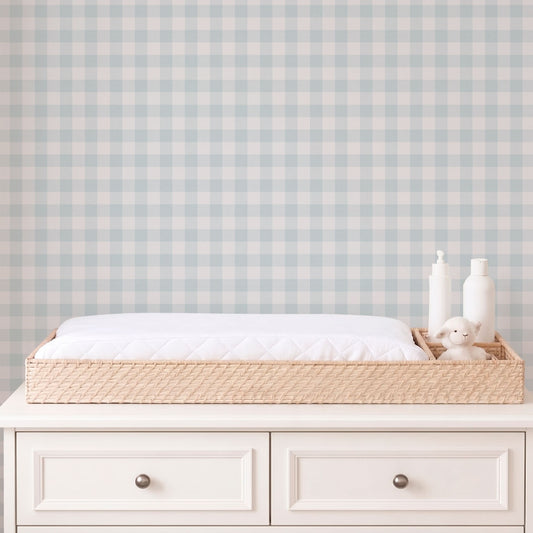 Papel Mural Vichy Baby Blue