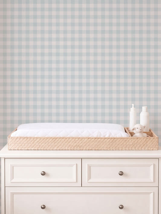 Papel Mural Vichy Baby Blue