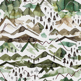Papel Mural WATERCOLOR MOUNTAINS GOLD GREEN