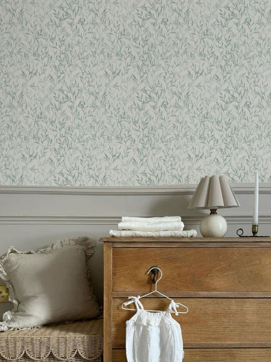 Papel Mural Watercolor Green leaves