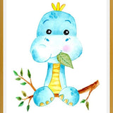 Cuadro Dinosaurio Azul en acuarela