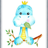 Cuadro Dinosaurio Azul en acuarela