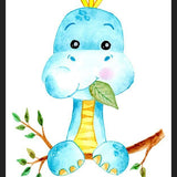 Cuadro Dinosaurio Azul en acuarela
