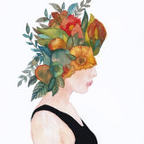Canvas Woman in flowers, watercolor
