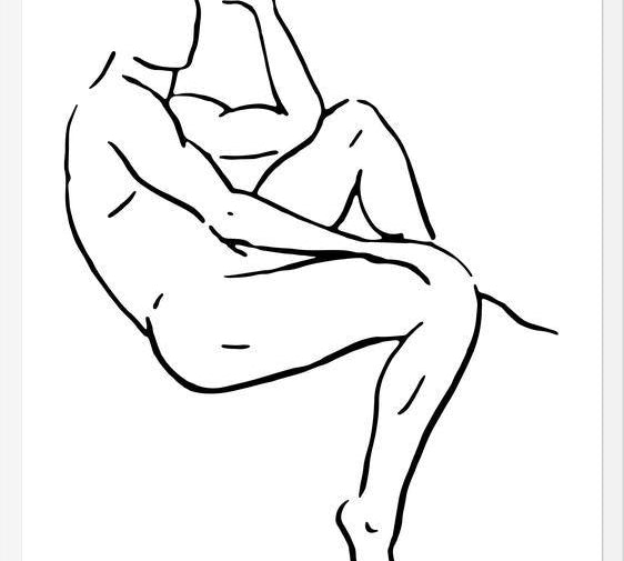 Cuadro Male body sketch 2 - Black and white