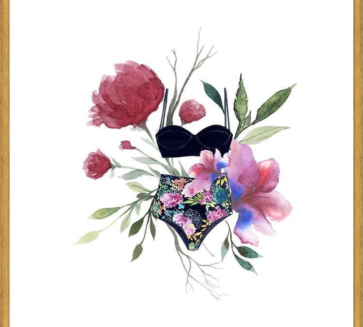 Cuadro bikinis y flores