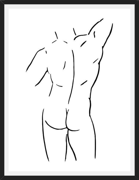 Cuadro Male body sketch 1 - Black and white