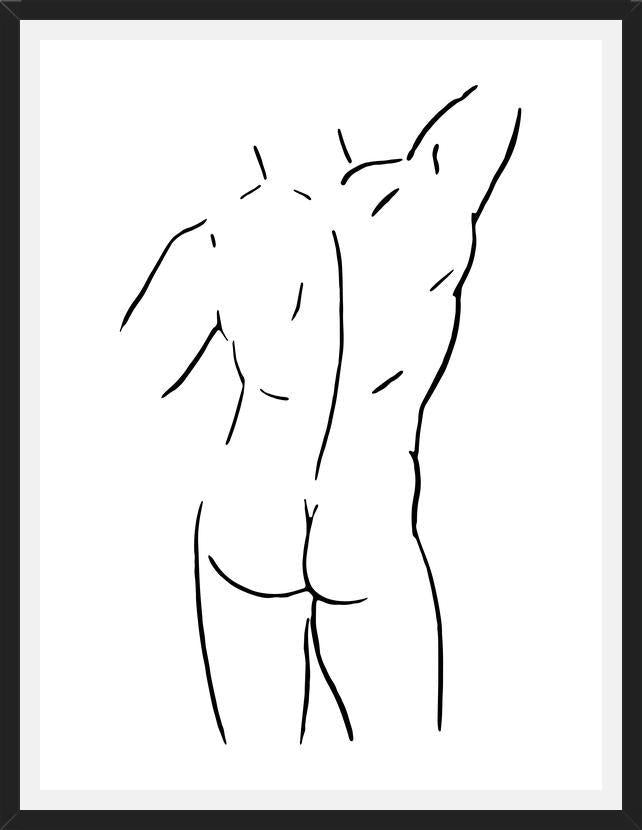 Cuadro Male body sketch 1 - Black and white