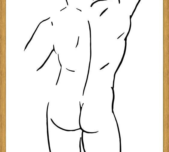 Cuadro Male body sketch 1 - Black and white