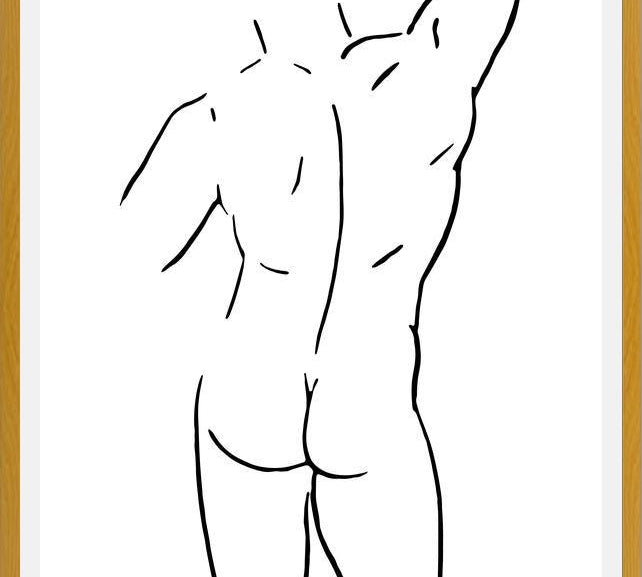 Cuadro Male body sketch 1 - Black and white