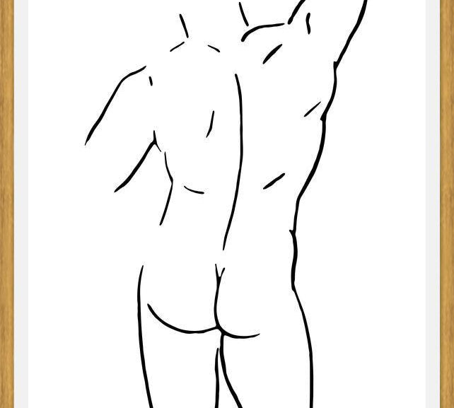 Cuadro Male body sketch 1 - Black and white