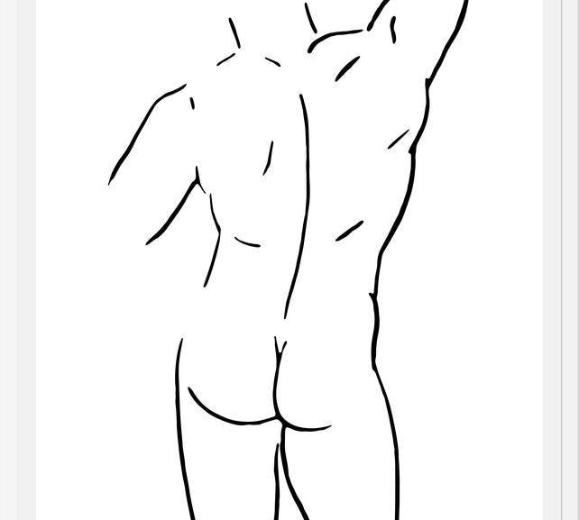 Cuadro Male body sketch 1 - Black and white