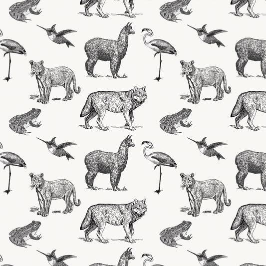 Mantel de Hule Animales chilenos byn