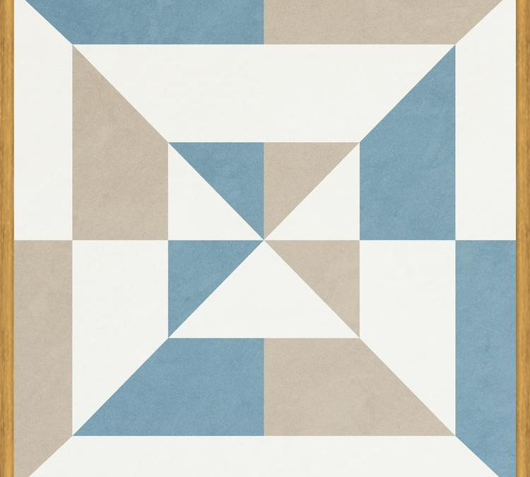 Cuadro Geométrico Azul y Beige