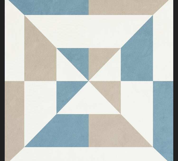 Cuadro Geométrico Azul y Beige