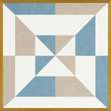 Cuadro Geométrico Azul y Beige