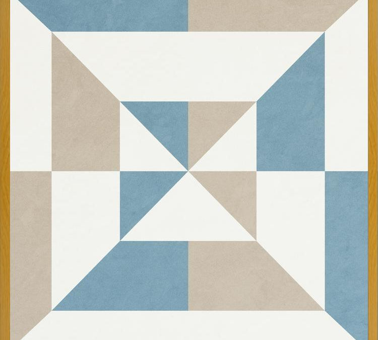 Cuadro Geométrico Azul y Beige