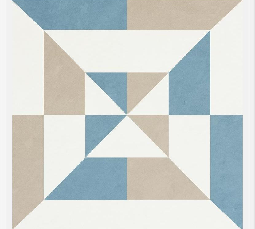 Cuadro Geométrico Azul y Beige