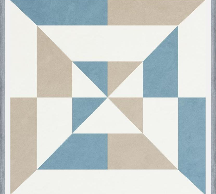 Cuadro Geométrico Azul y Beige