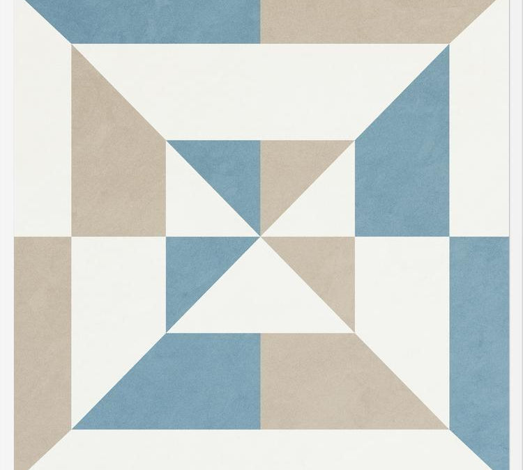 Cuadro Geométrico Azul y Beige